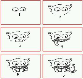 6 Langkah mudah menggambar Kartun Kucing dari bentuk lingkaran ganda
