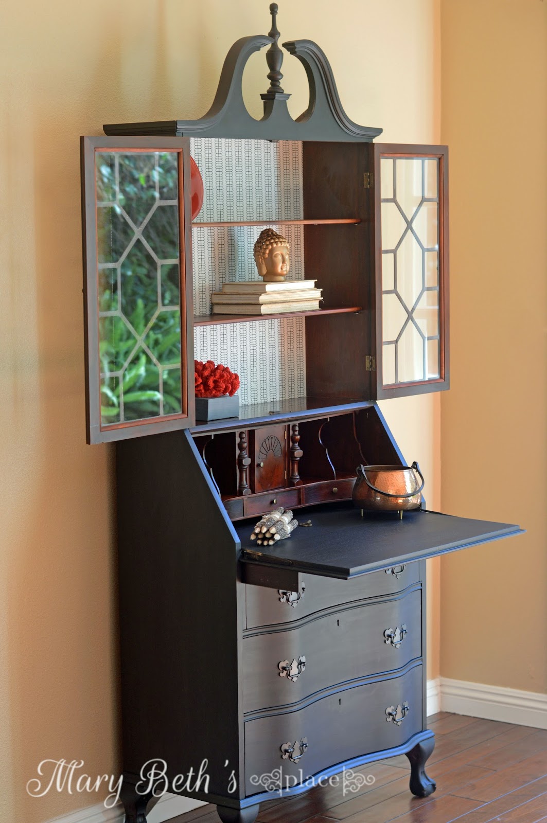 Mary Beth S Place My Obsession With Secretary Desks Part Two The Entire Piece Was Sprayed With General Finishes Flat Out Topcoat To Seal For Protection And Durability