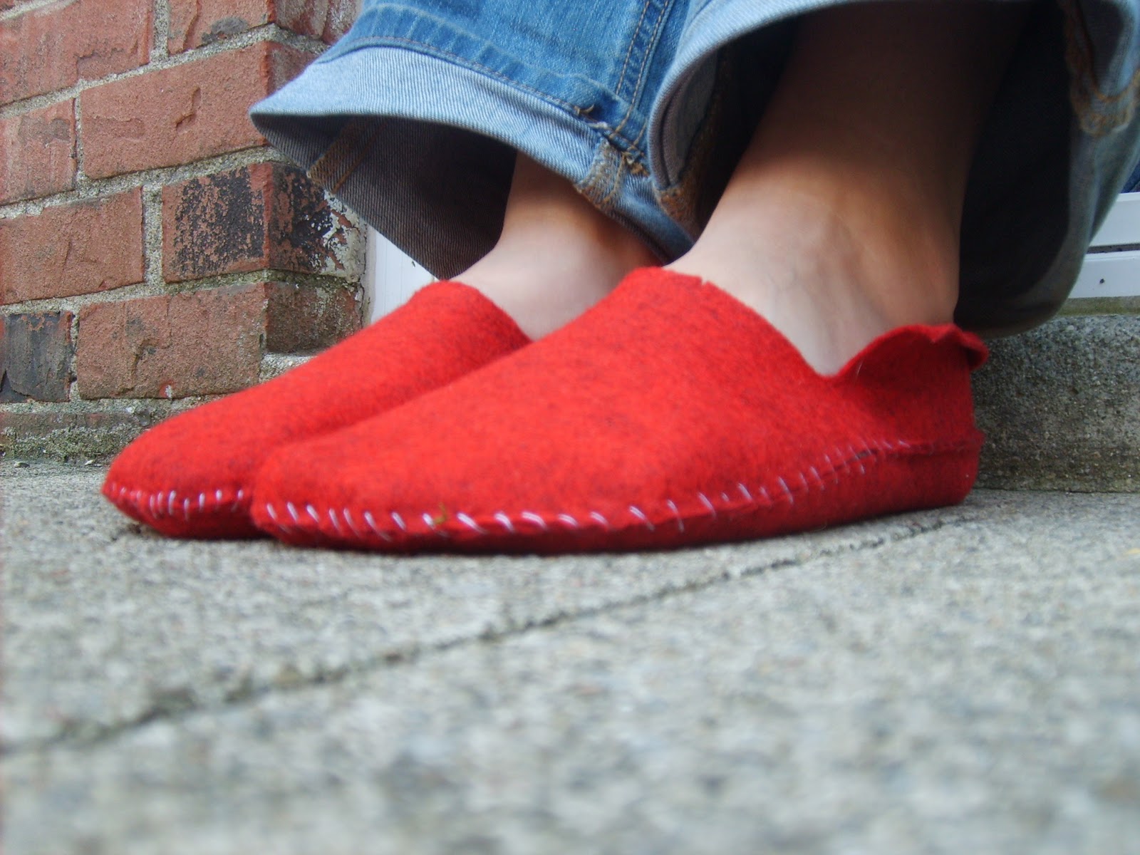 sewn felt slippers