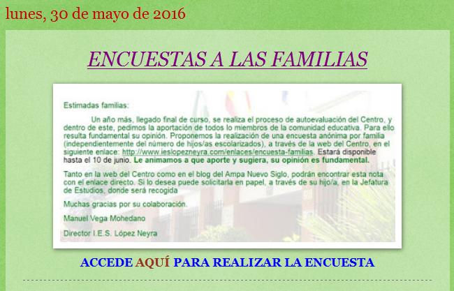 ENCUESTA A LAS FAMILIAS