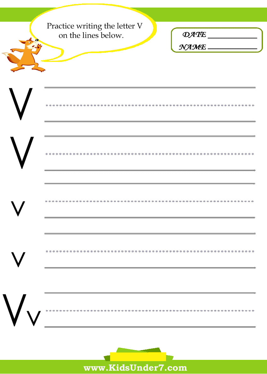 Letter V Practice Writing Worksheet Craetive Kids Colouring