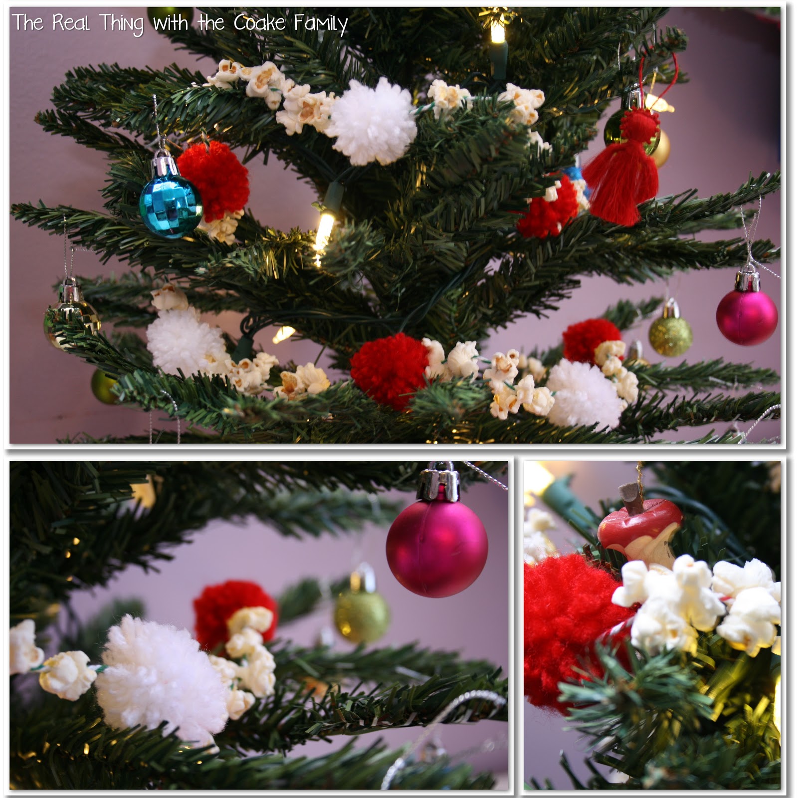 Tree Decorating Ideas Popcorn and Pom Pom Garland Real Creative Real