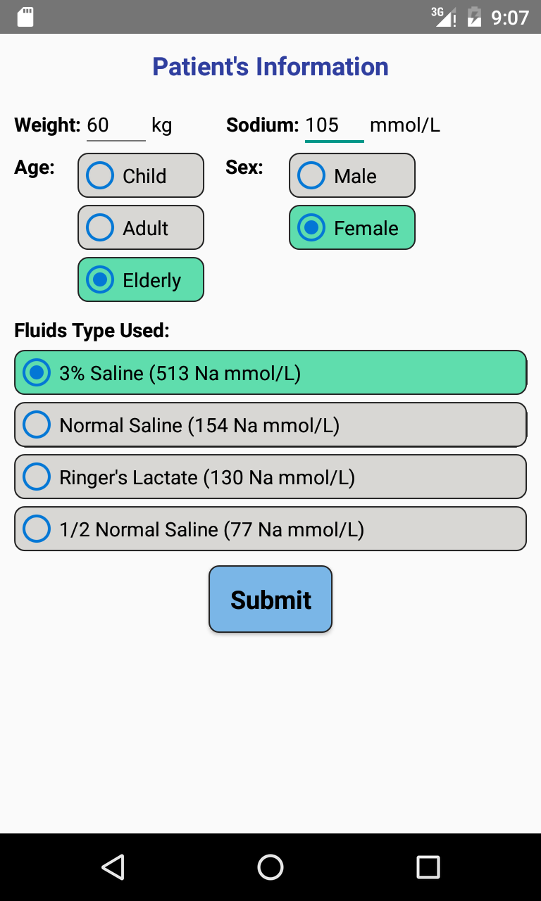 Hyponatremia Correction Glucose