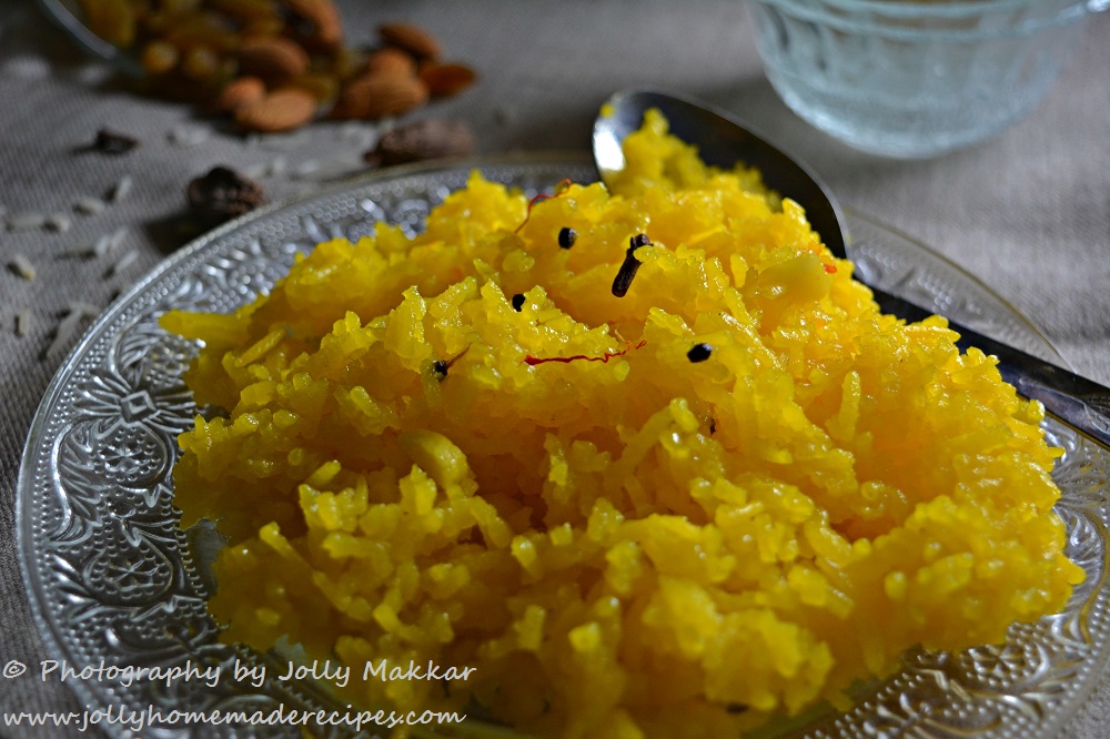 Meethe Chawal Recipe, How to make Punjabi Sweet Yellow Rice Saffron