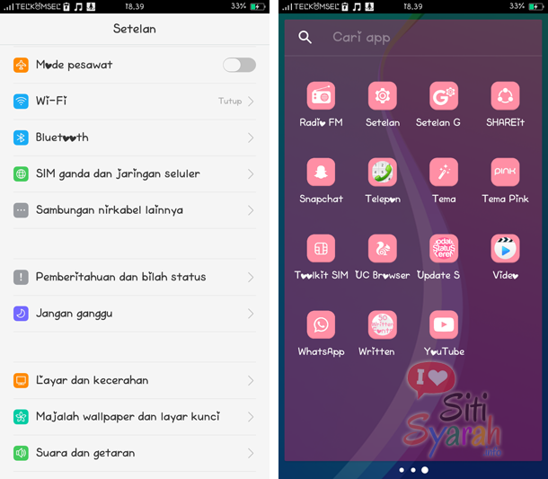 cara mengganti font oppo a39