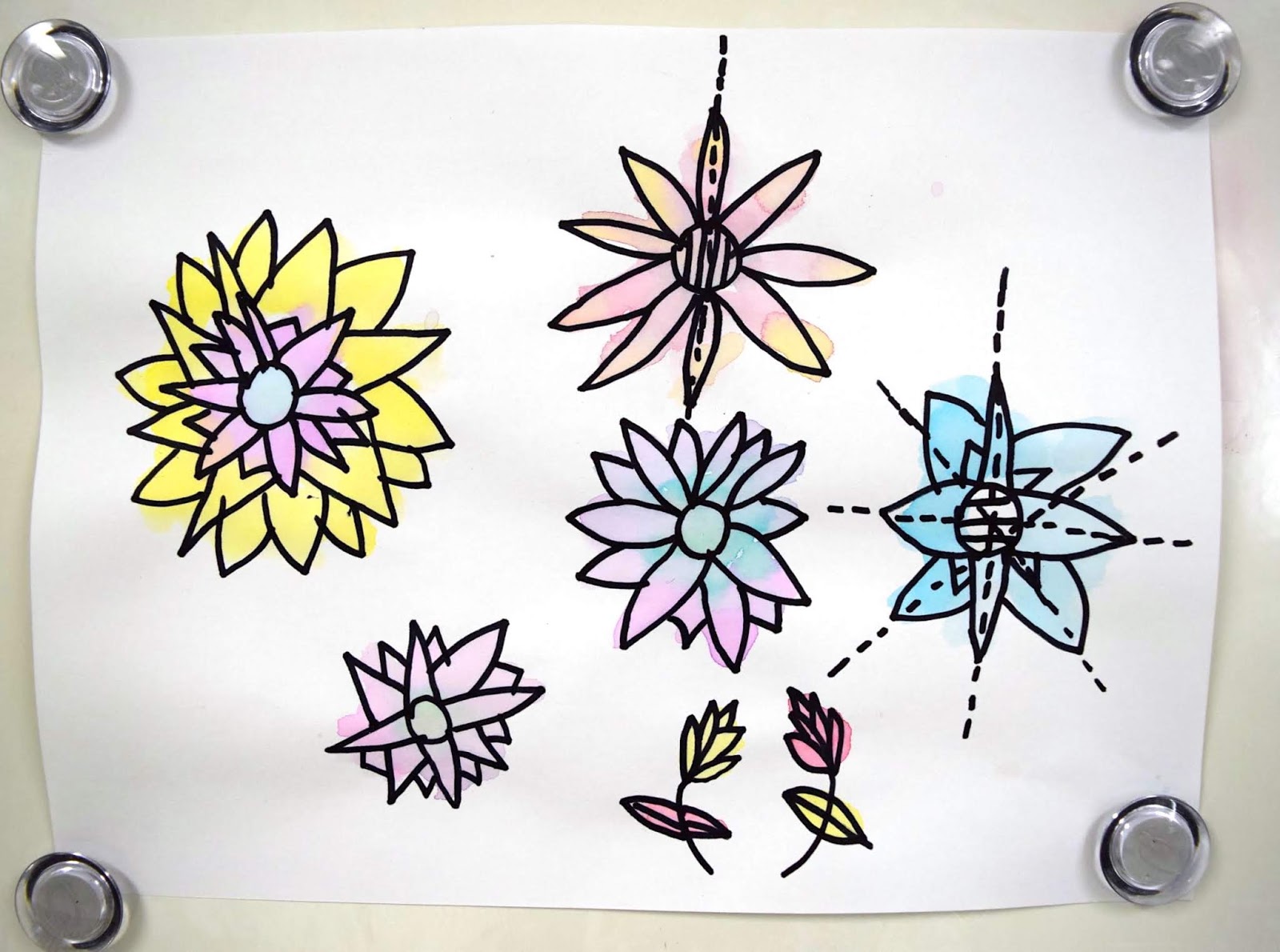 Radial Flower Paintings (2nd5th) Art with Mrs. Nguyen