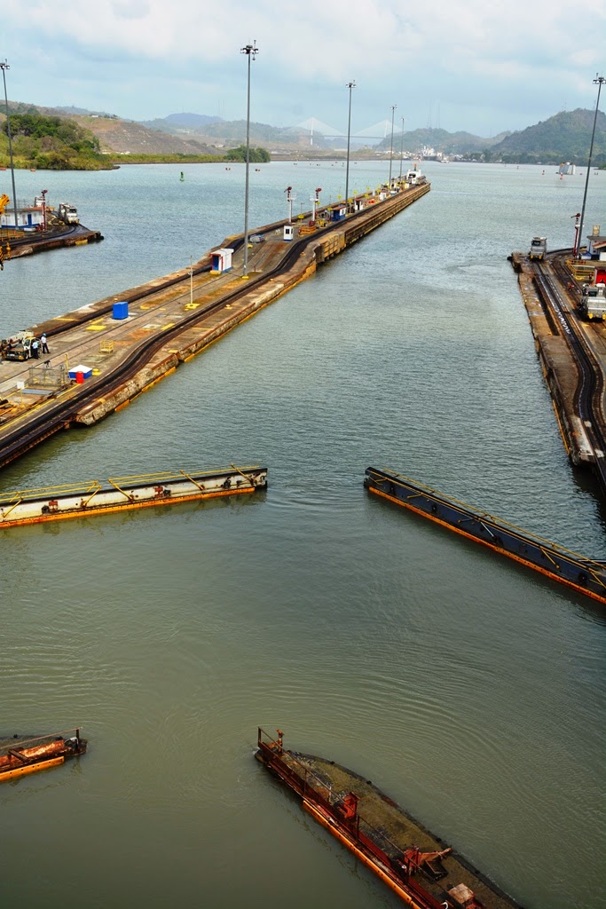 Panama Canal Miraflores Locks open