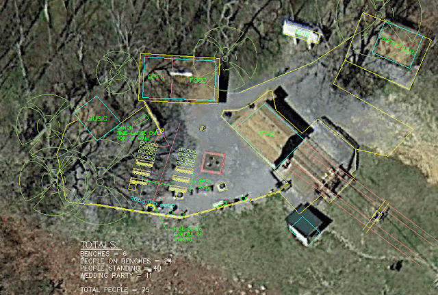 aerial layout of wedding site, cad drawing, plan, tennessee, gatlinburg wedding