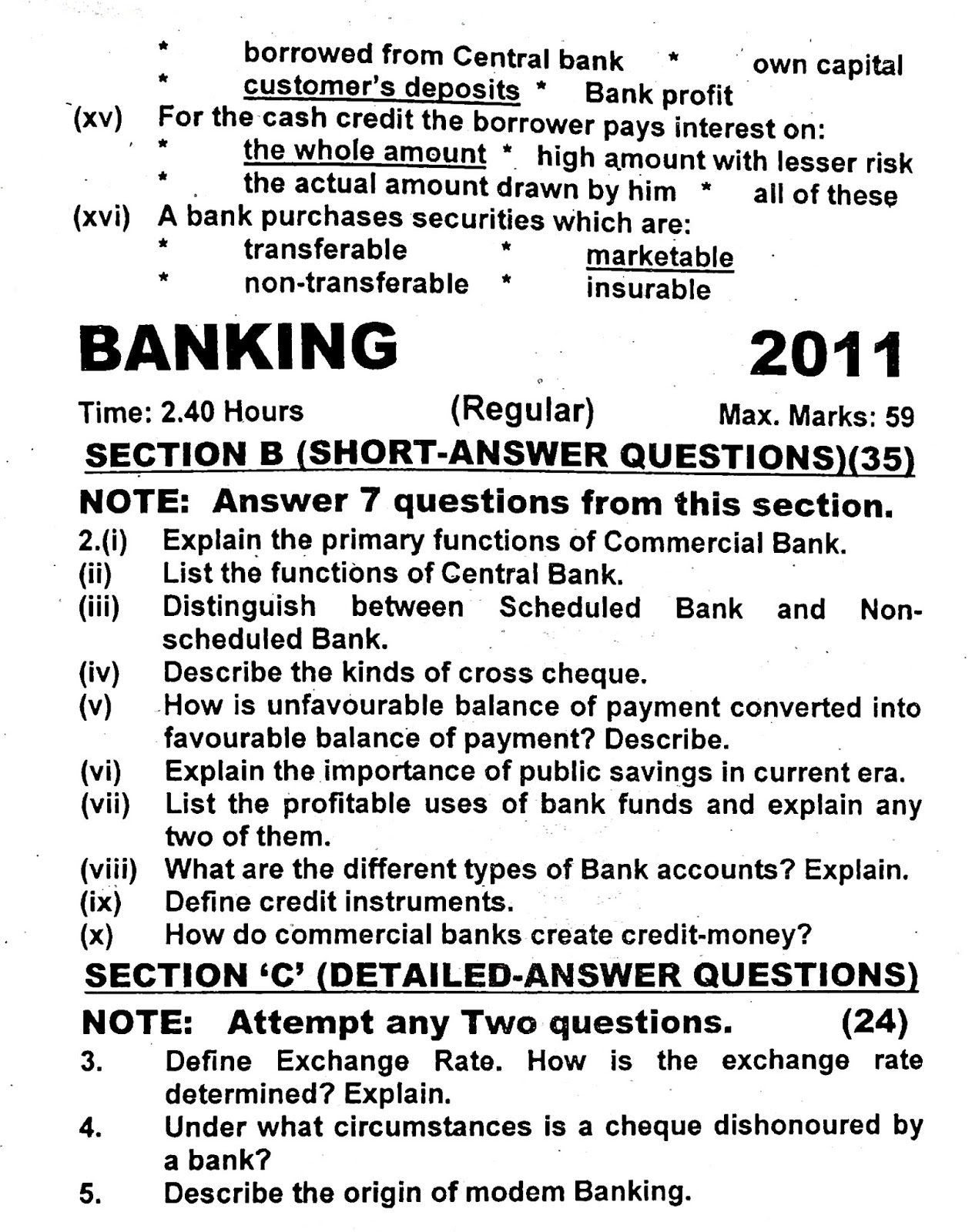 Education Is The Key To Success Banking For Class XII Group) Past Paper 2011SSC Part