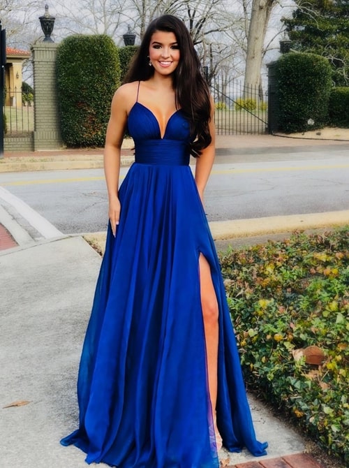 vestido azul festa longo