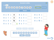 Generador de tablas de multiplicar