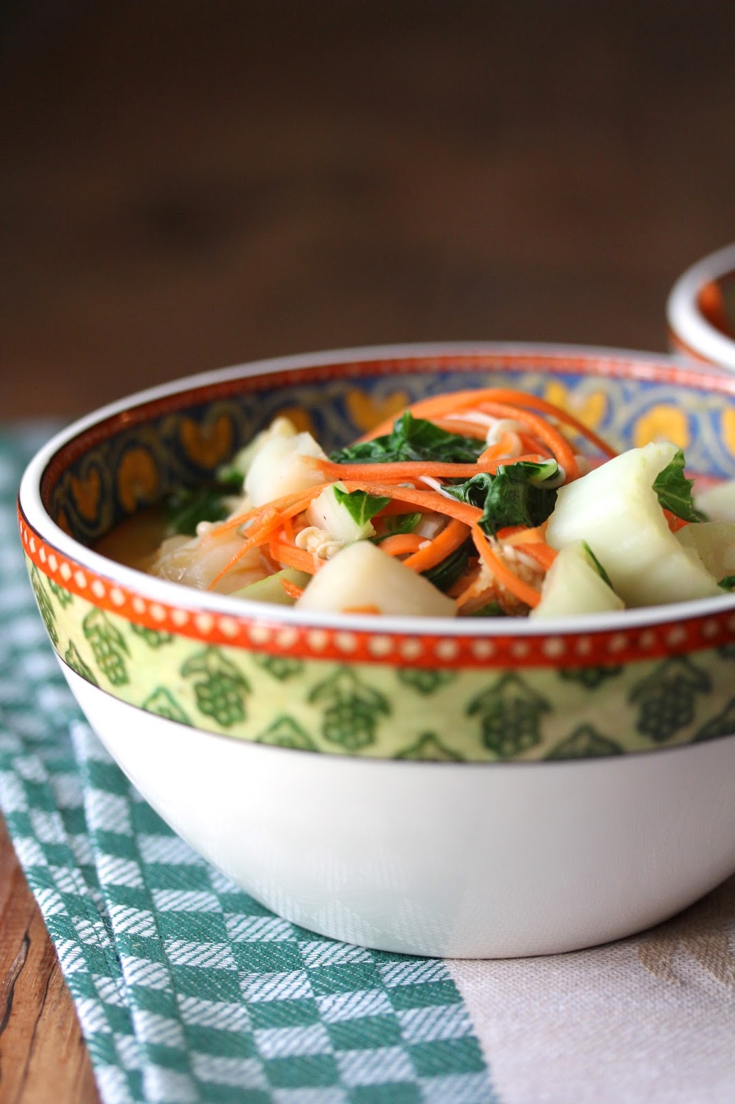 Noodle Soup with StirFried Scallops and Enoki Mushrooms Wok