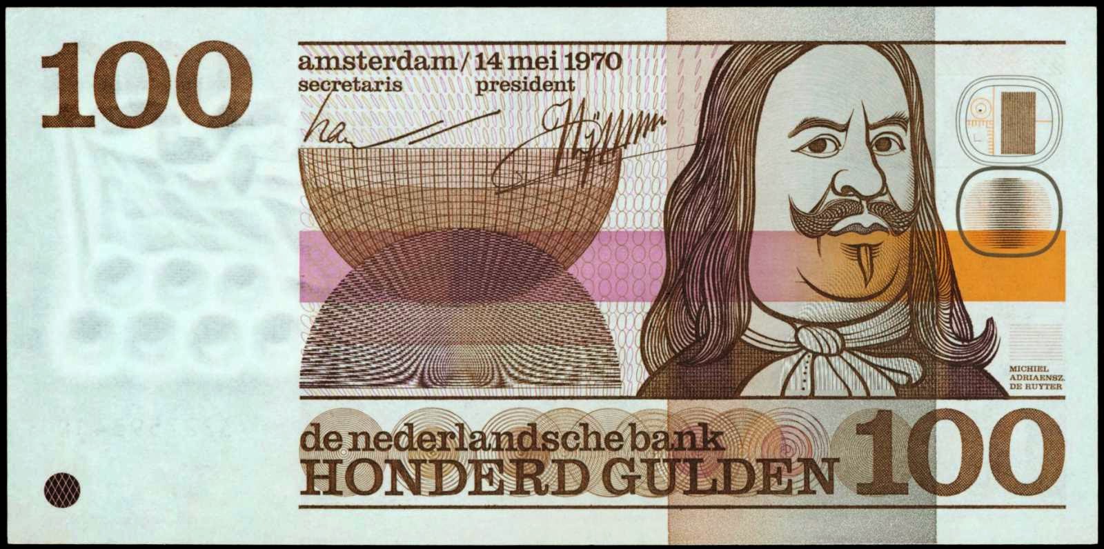 Netherlands Banknotes 100 Gulden Banknote 1970 Luitenant-Admiraal Michiel Adriaanszoon de Ruyter