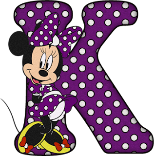 Abecedario de Minnie en Morado con Lunares Blancos. Minnie Alphabet in Purple with White Polka Dots.