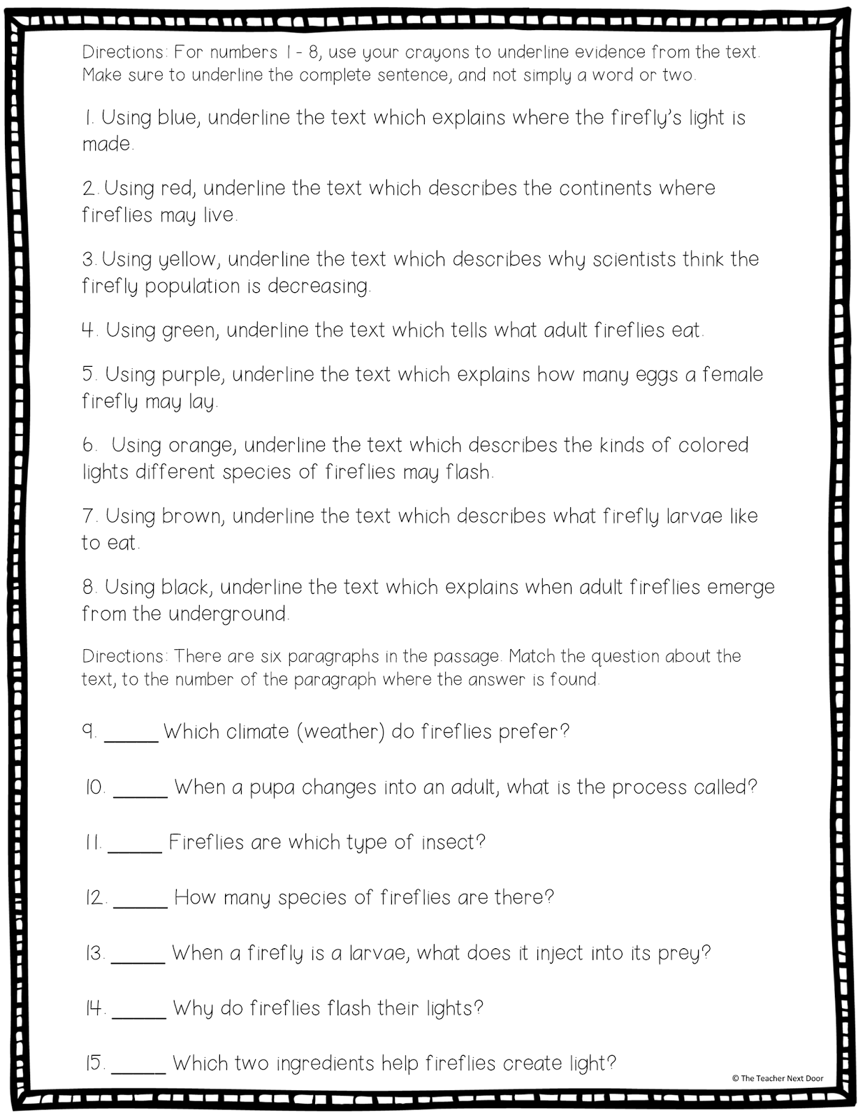 Citing Textual Evidence Worksheet