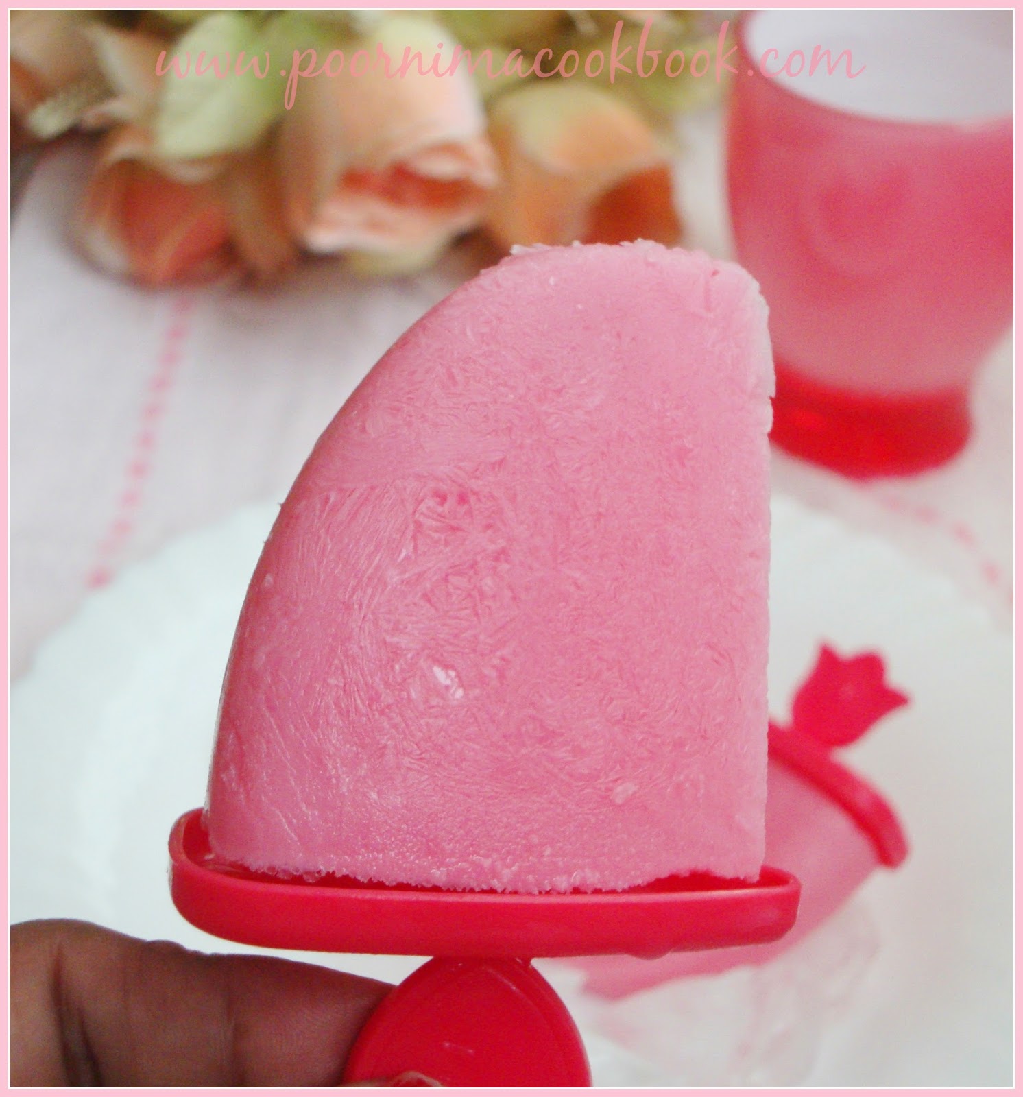 Poornima's Cook Book Rose Milk Popsicles / Home Made Popsicles