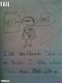 pupil's drawing of teacher, doing meth