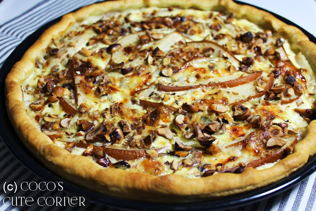 Pear, Blue Cheese and Hazelnut Quiche