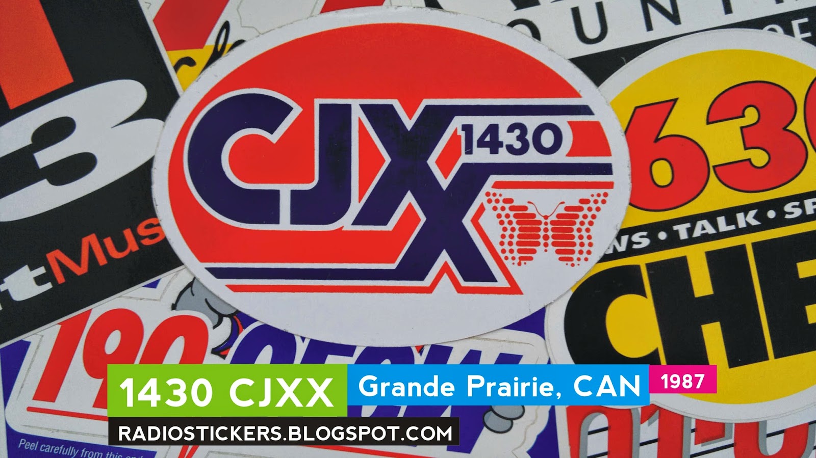 RADIO station stickers... and more! 1430 CJXX, Grande Prairie (1987)