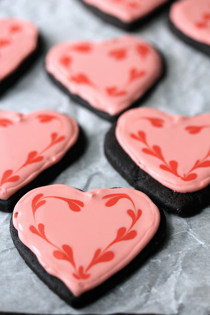 Chocolate Valentine Sugar Cookies with Royal Icing