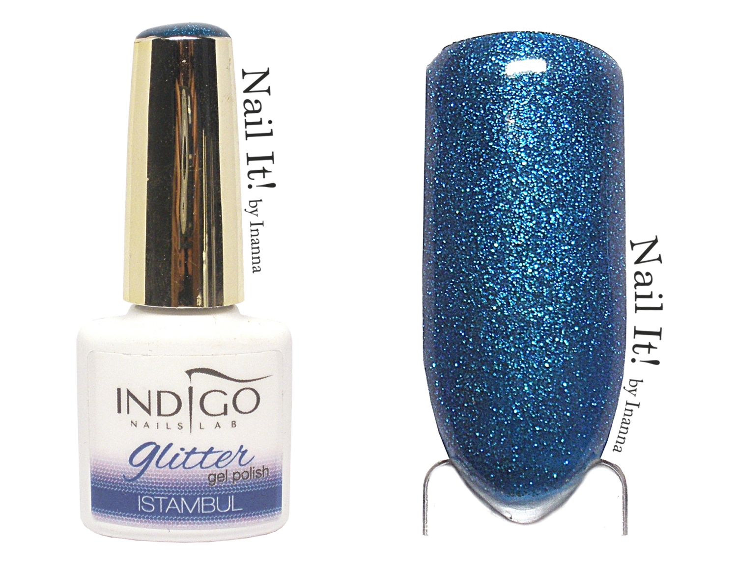 Indigo Nails Gel Polish Glitter swatches of 8 shades (Rich Girl