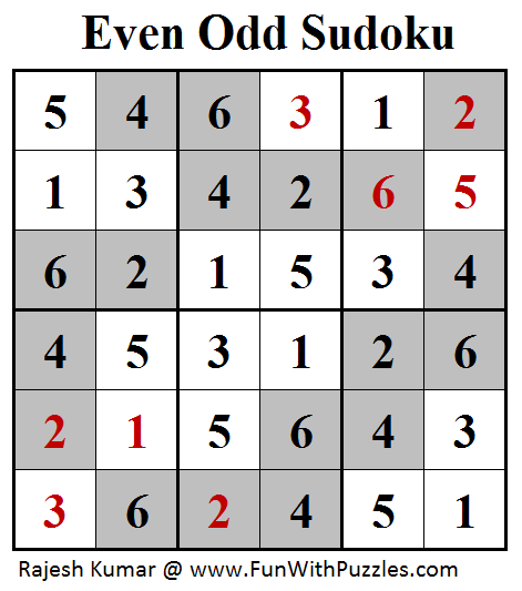Even Odd Sudoku Mini Sudoku Series 97 Solution