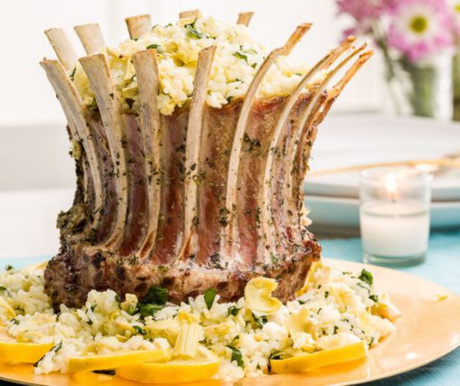 Spinach-and-Artichoke Crown Roast of Lamb - food-drink-recipes.com Spinach-and-Artichoke Crown Roast of Lamb - food-drink-recipes.com
