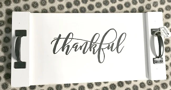 thankful white rustic tray