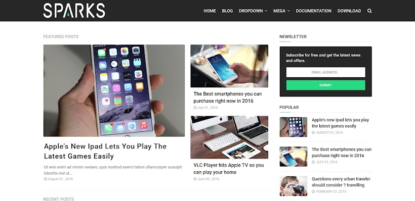 Sparks Free Blogger Template