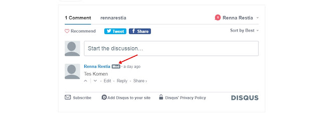 merubah tulisan Mod/ Moderator di Komentar Disqus - kored id