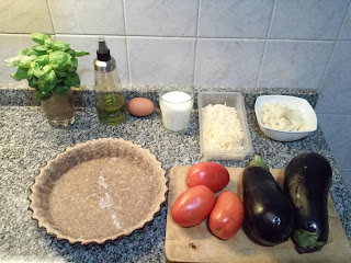 Quiche integral de queso, berenjena y tomate