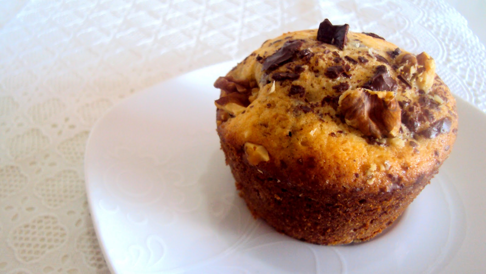 Ma sauce Muffin de baunilha com chocolate e nozes