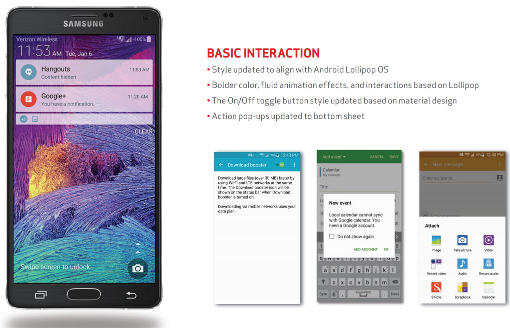 Samsung Galaxy Note 4 Android 5.0 Lollipop Update for Verizon Android 5.0 for Verizon Note 4