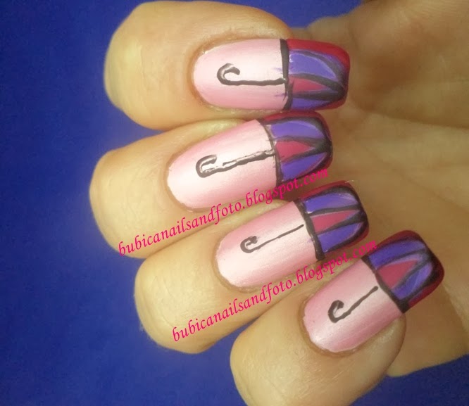 simple nails 633 umbrella nails , umbrella nail art , golden rose