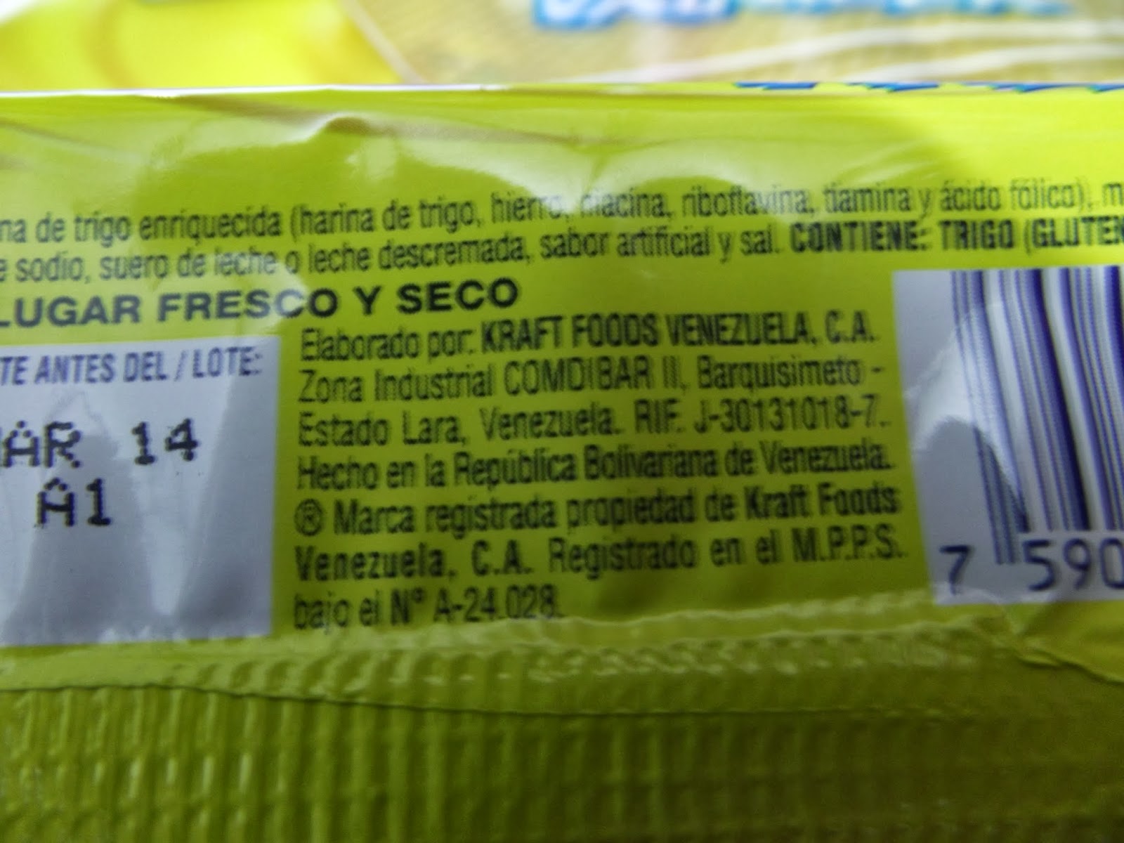 Sorbeticos Nabisco (Kraft Foods) 100g en 4 paquetes de 25g Hecho en