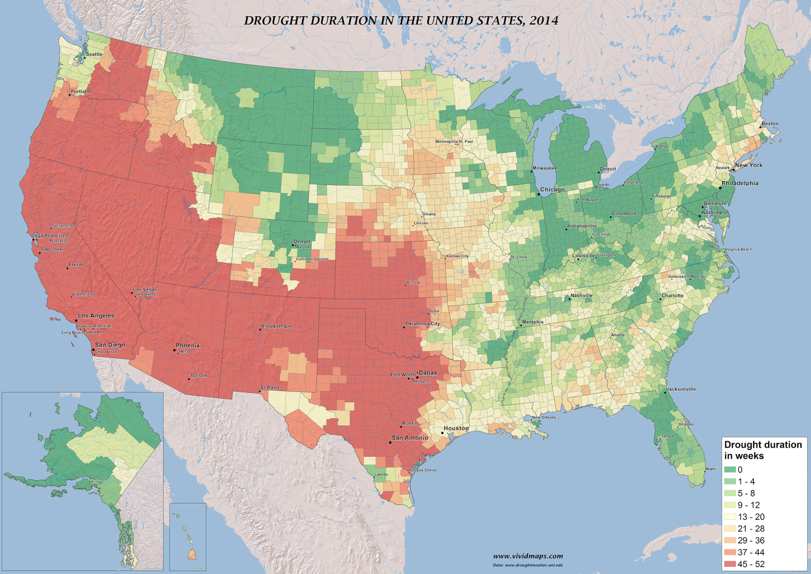 Drought duration in the U.S., 2014 Drought duration in the U.S., 2014