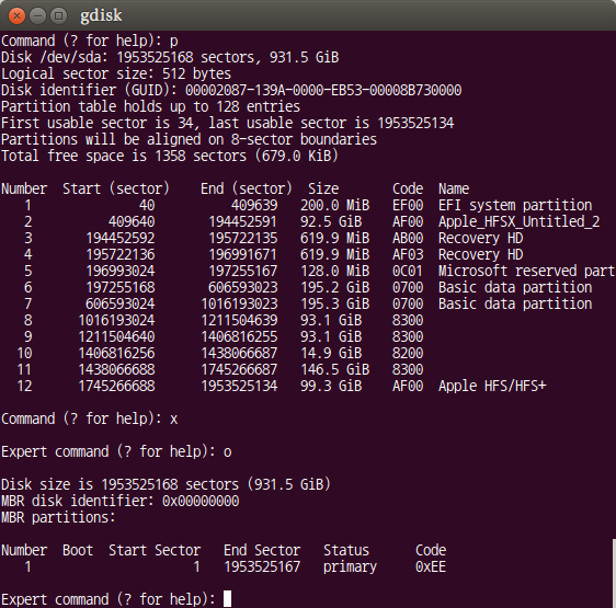 Umundu's Zapary Ubuntu 14.10 fdisk와 gdisk