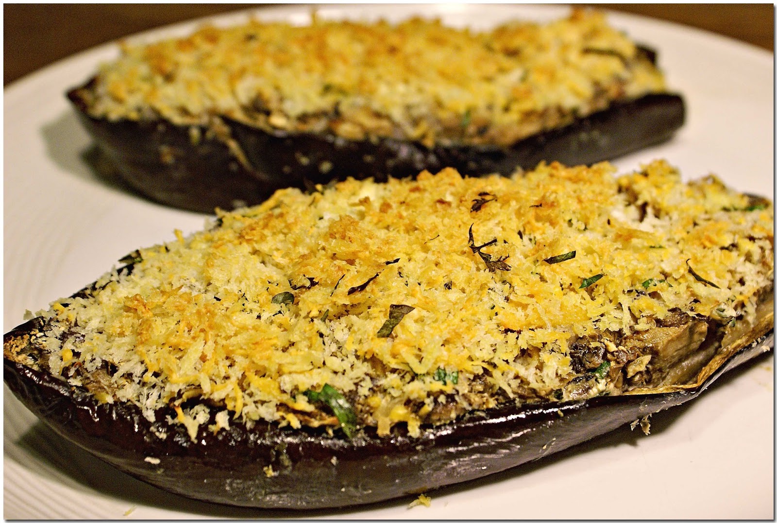 The Hungry Lovers Eggplant Stuffed with Mushrooms (Aubergines Farcies
