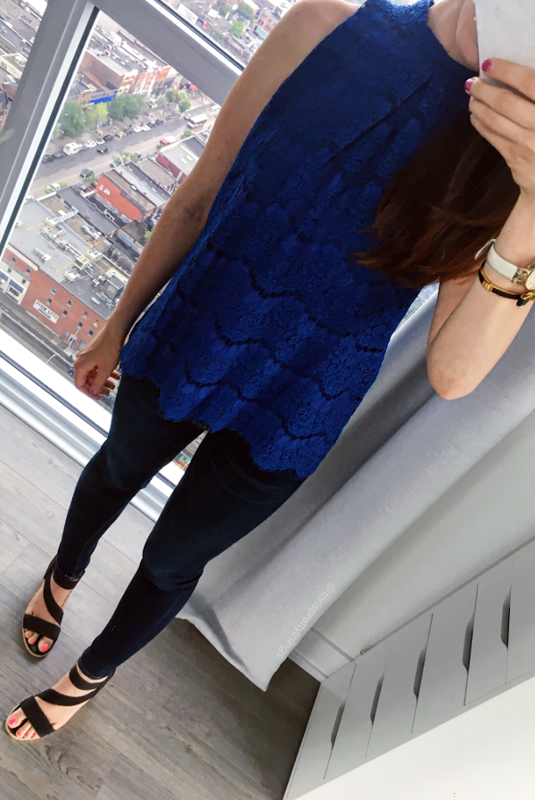 Blue Lace Blouse - Summer Night Out Outfit - Tori's Pretty Things Blog