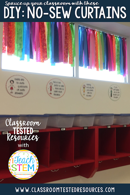 DIY Teacher Hack: How to create cute, custom, no-sew curtains for your classroom. Add a colorful touch to any room using scrap material, ribbons, or lace. Don't miss this tutorial.