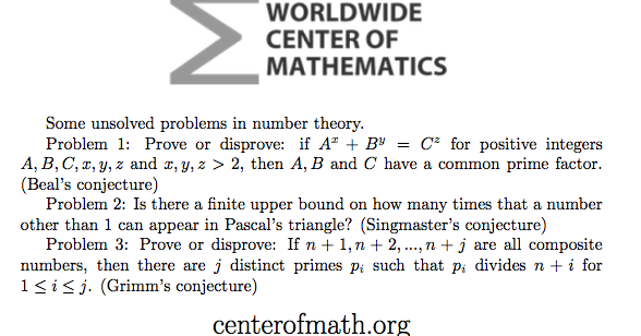 The Center of Math Blog: Some History and Unsolved Problems in Number ...