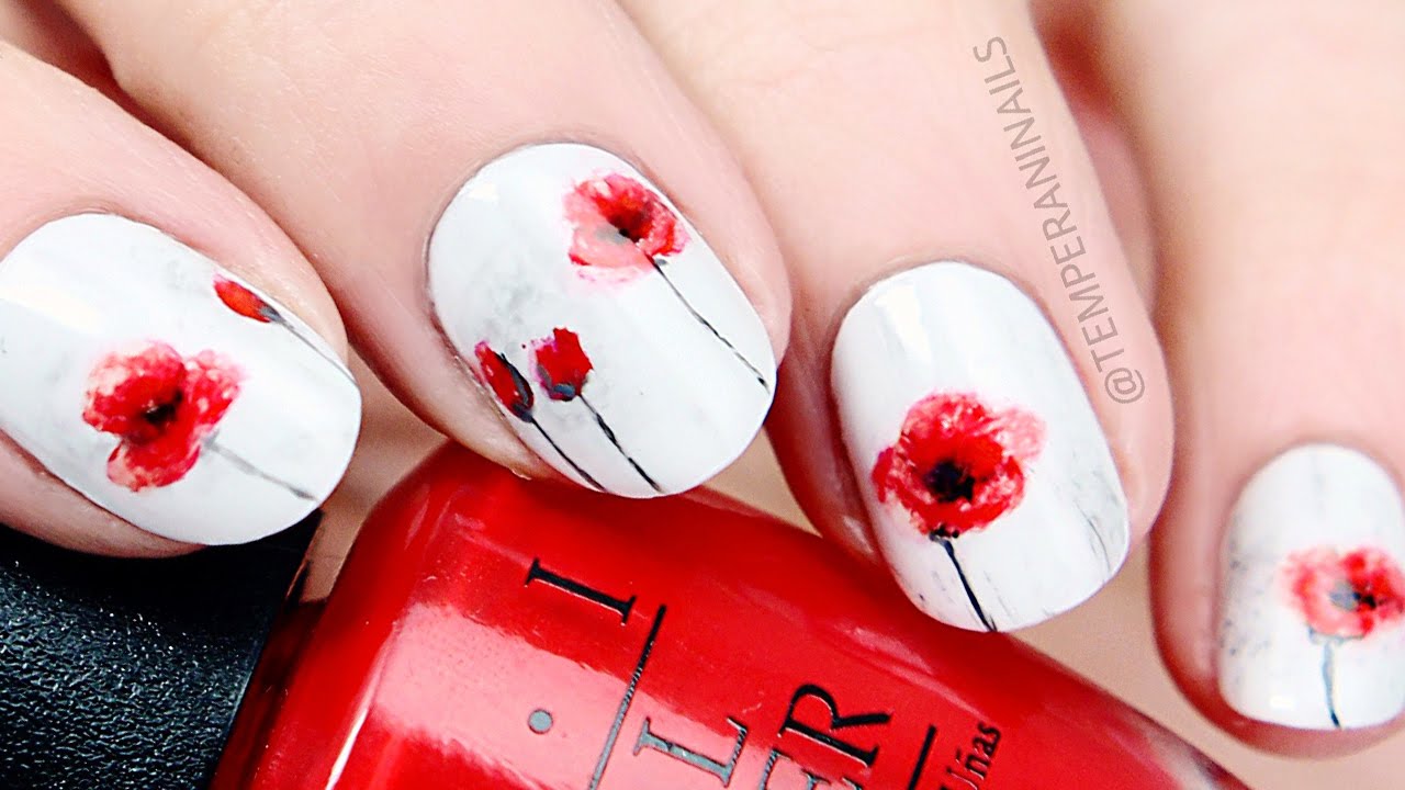 Poppy Flower Nail Art Tutorial
