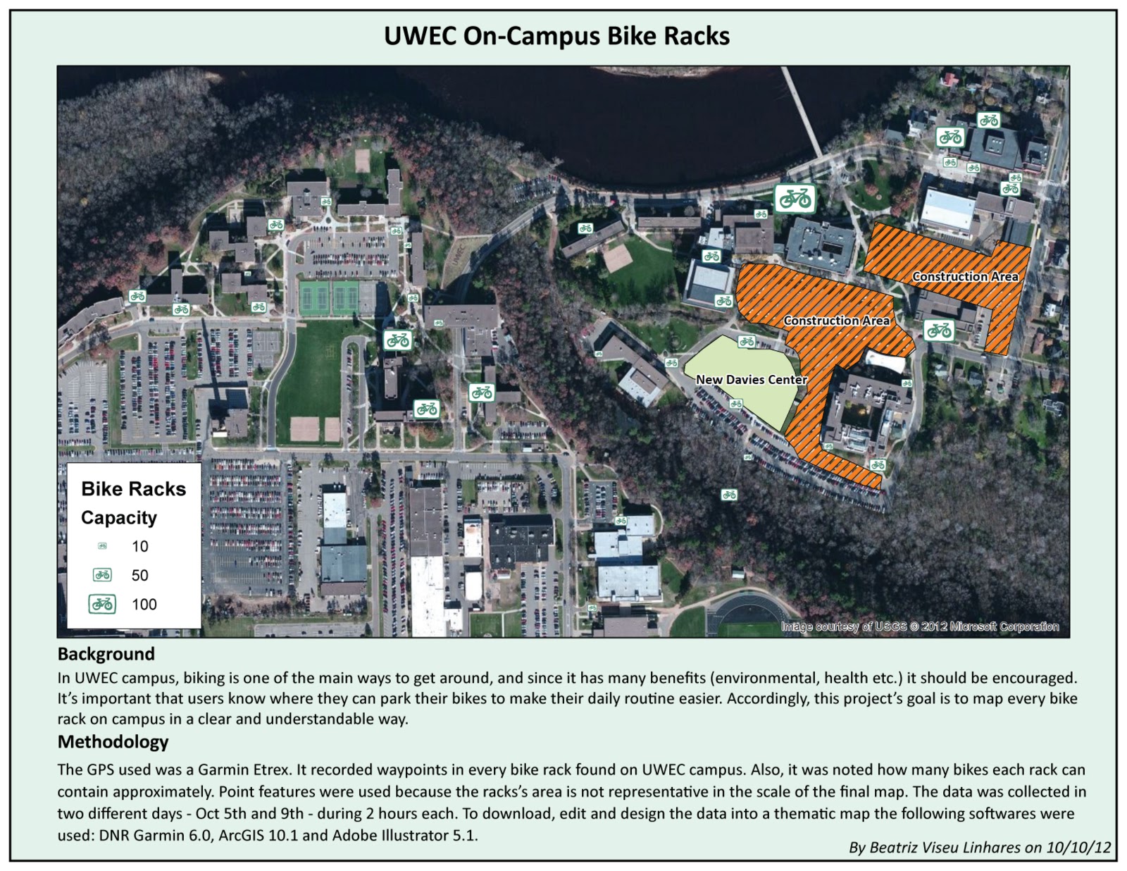 Geographic Techniques Bike Racks at UWEC GPS Based Map