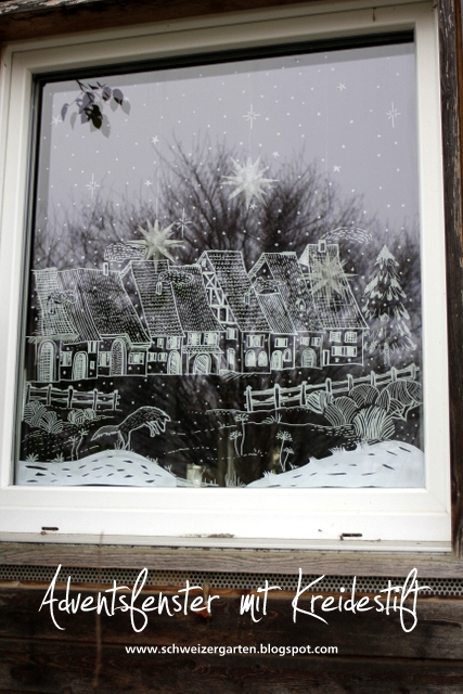 Ein Schweizer Garten Das Adventsfenster Fensterdeko Mit Kreidestift Adventsfenster Weihnacht Fenster Und Fensterdeko