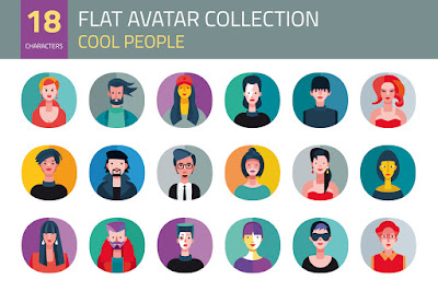 https://creativemarket.com/Jesussanz/29769-Flat-Avatar-Collection.-Cool-People