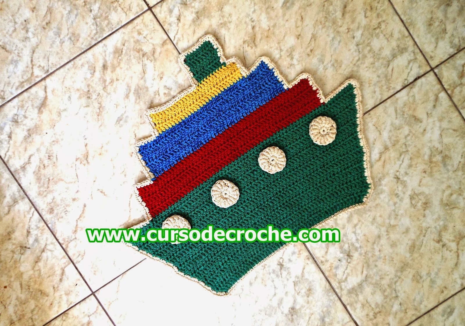 tapete aprender croche infantil navio coloridos sobras fios edinir-croche blog youtube