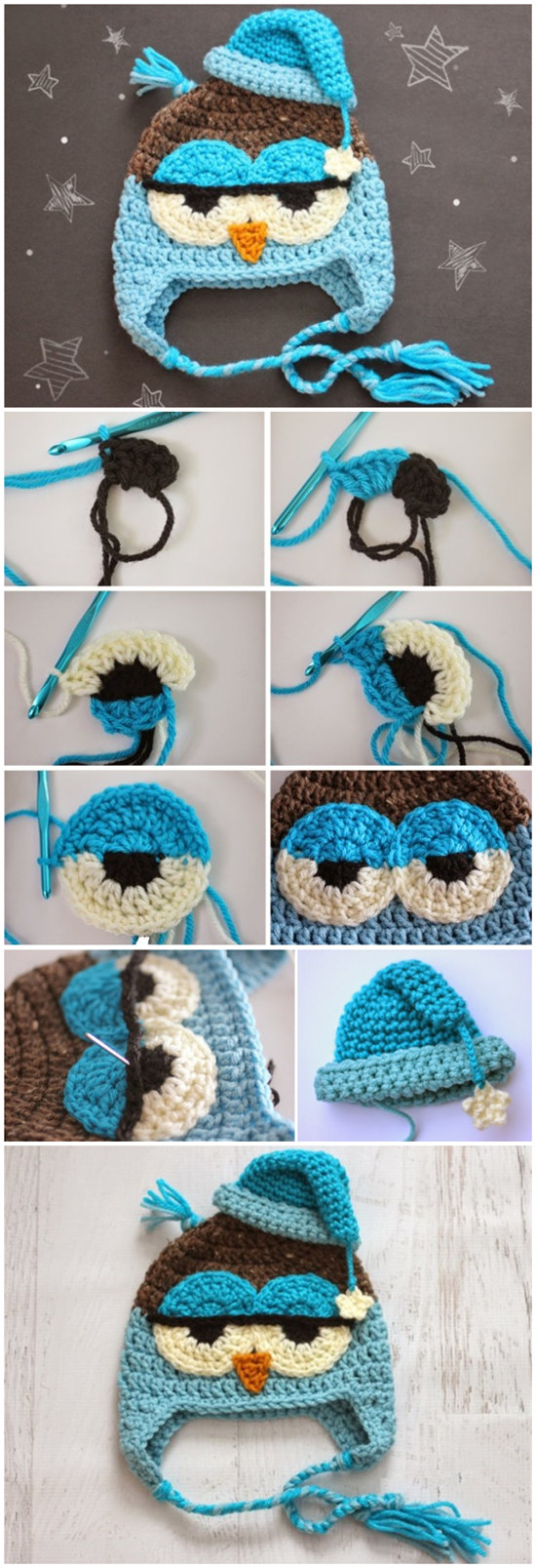 Crochet Drowsy Owl Hat Pattern