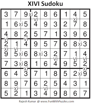 Answer of XIVI Sudoku Puzzle (Fun With Sudoku #285)