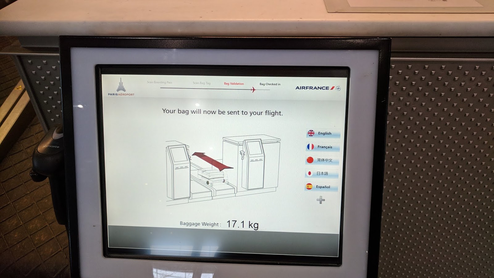 Luggage Check-in Machine at Charles De Gaulle Airport, Paris, France