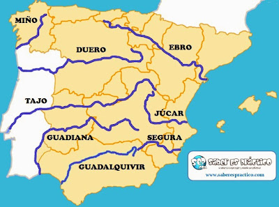 Image result for PHYSICAL MAP SPAIN RIVERS